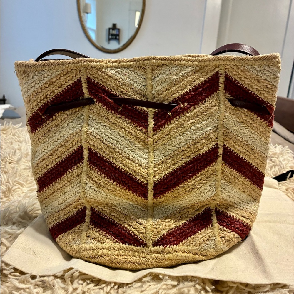 NWT VANESSA BRUNO CHEVRON JUTE CROSSBODY BAG - Picture 6 of 9